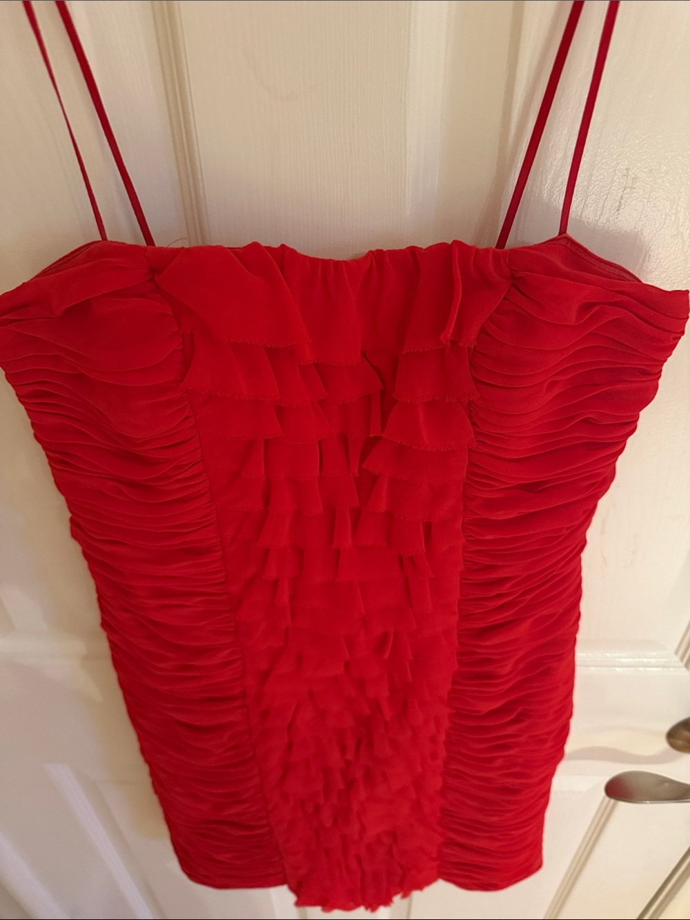 Cache Red Ruffle Spaghetti Strap Mini Dress size 2 - Picture 4 of 5